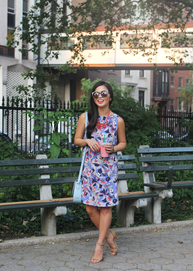 What to Wear to Work Summer 2016 / Blue & Red Floral Shift Dress