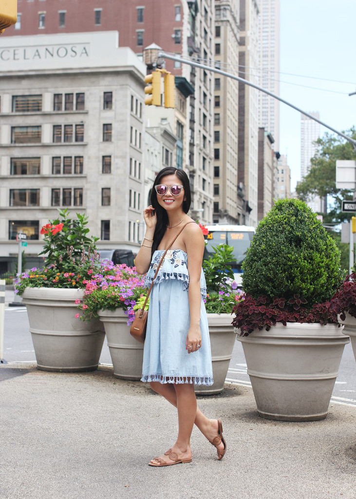 Easy Summer Outfit / Chambray Dress with Tassels