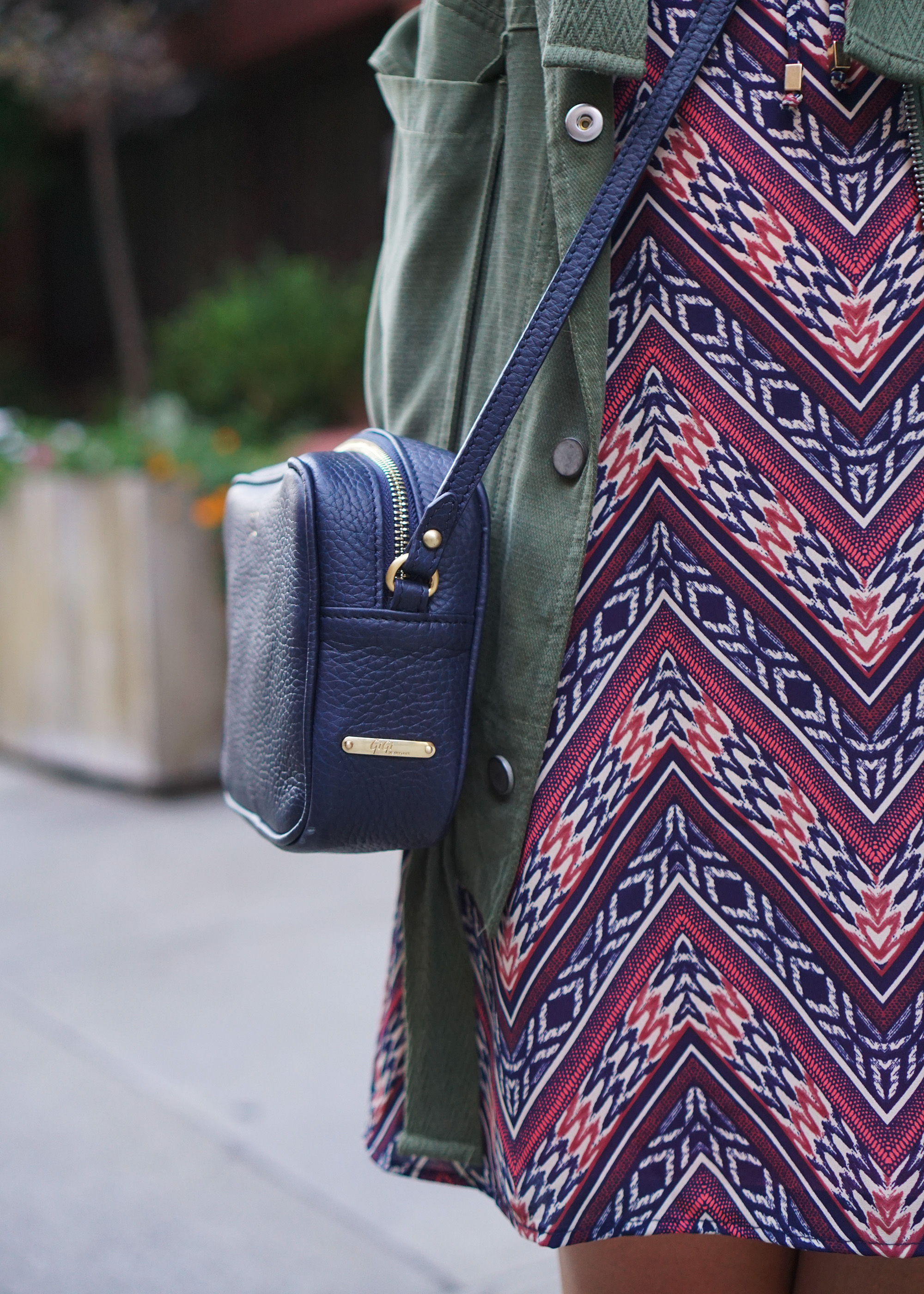 Fall Transition Style / Army Vest & Chevron Dress