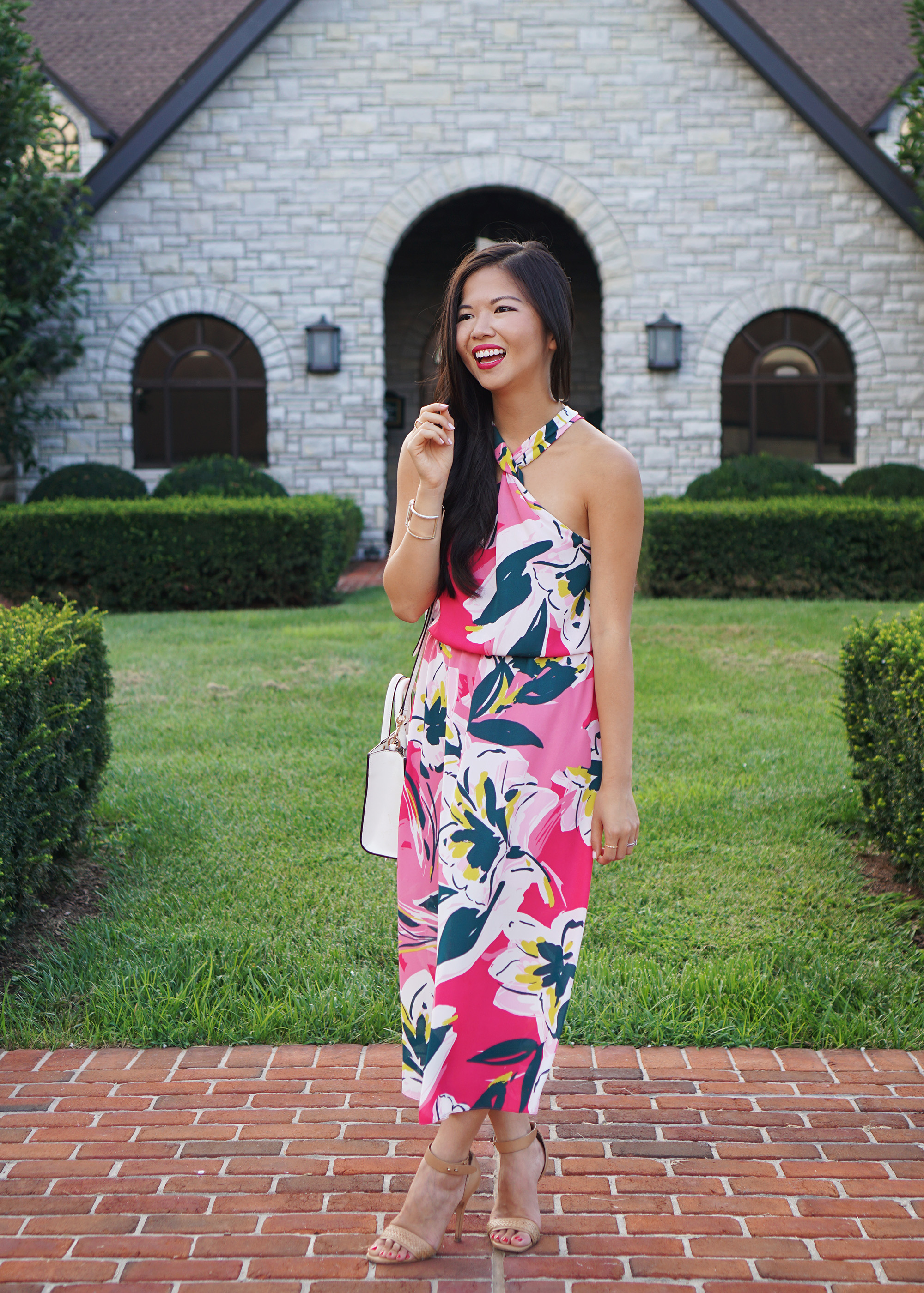 Wedding Guest Style / Pink Floral Dress