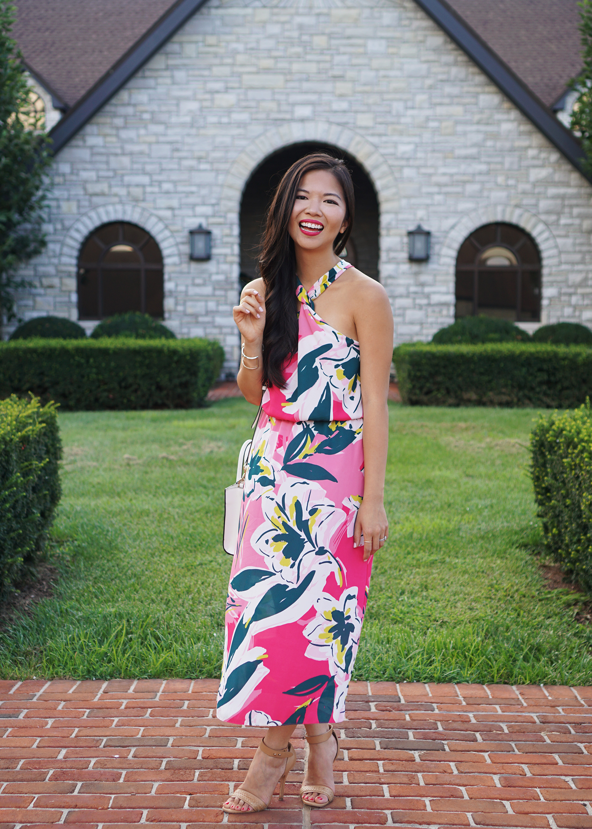 Wedding Guest Style / Pink Floral Dress