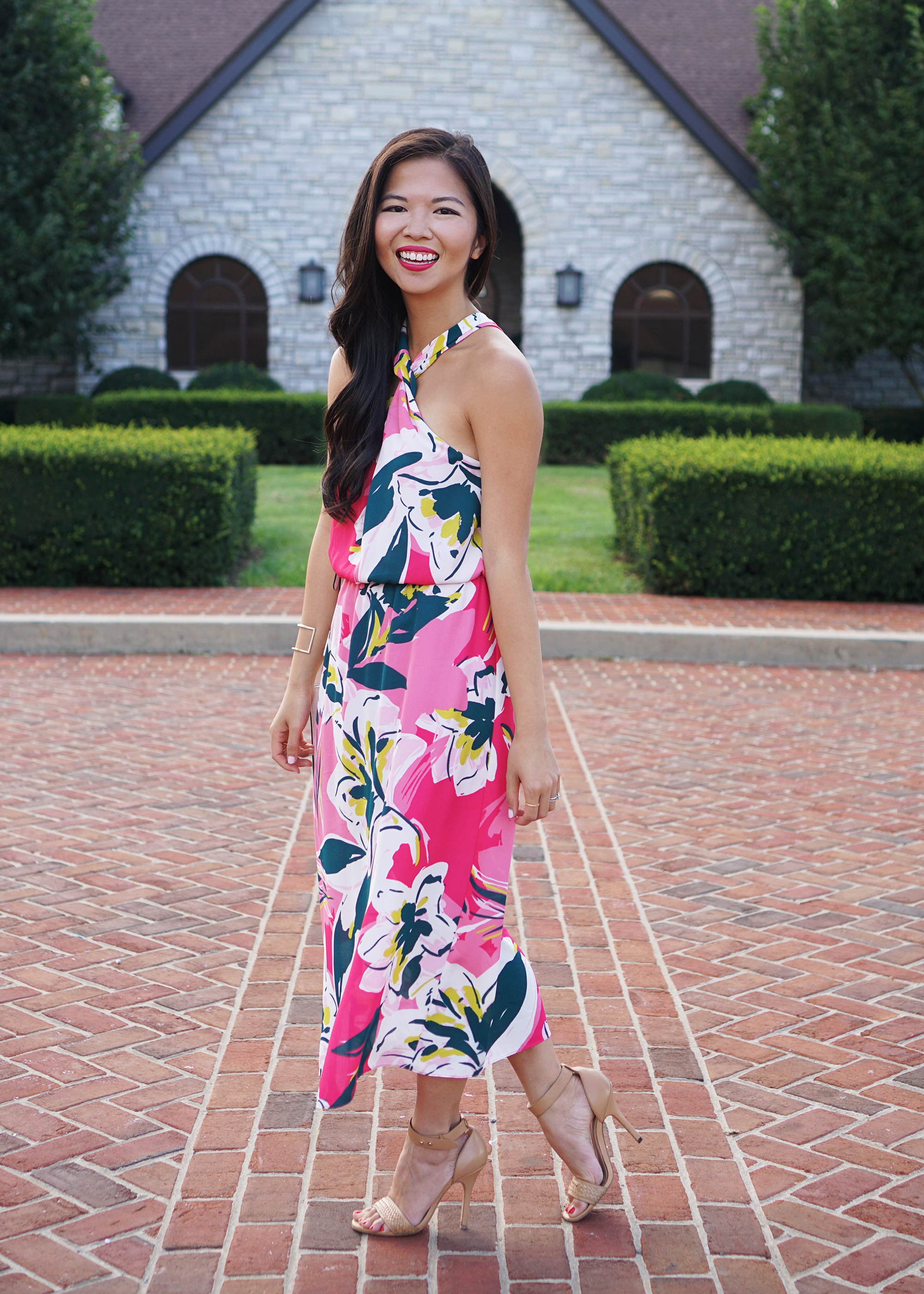 Wedding Guest Style / Pink Floral Dress