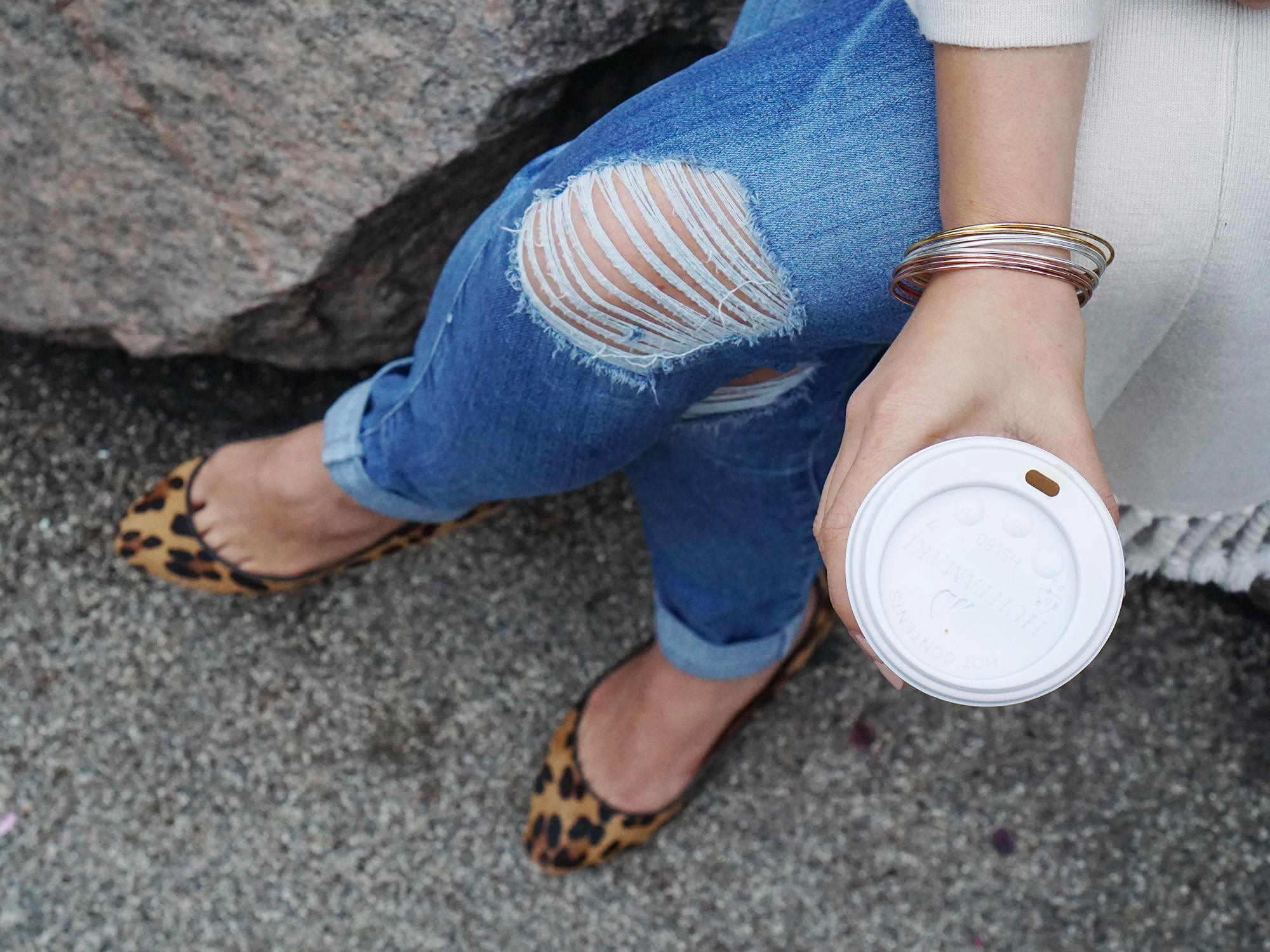 Skirt The Rules / Ripped Denim & Leopard Flats
