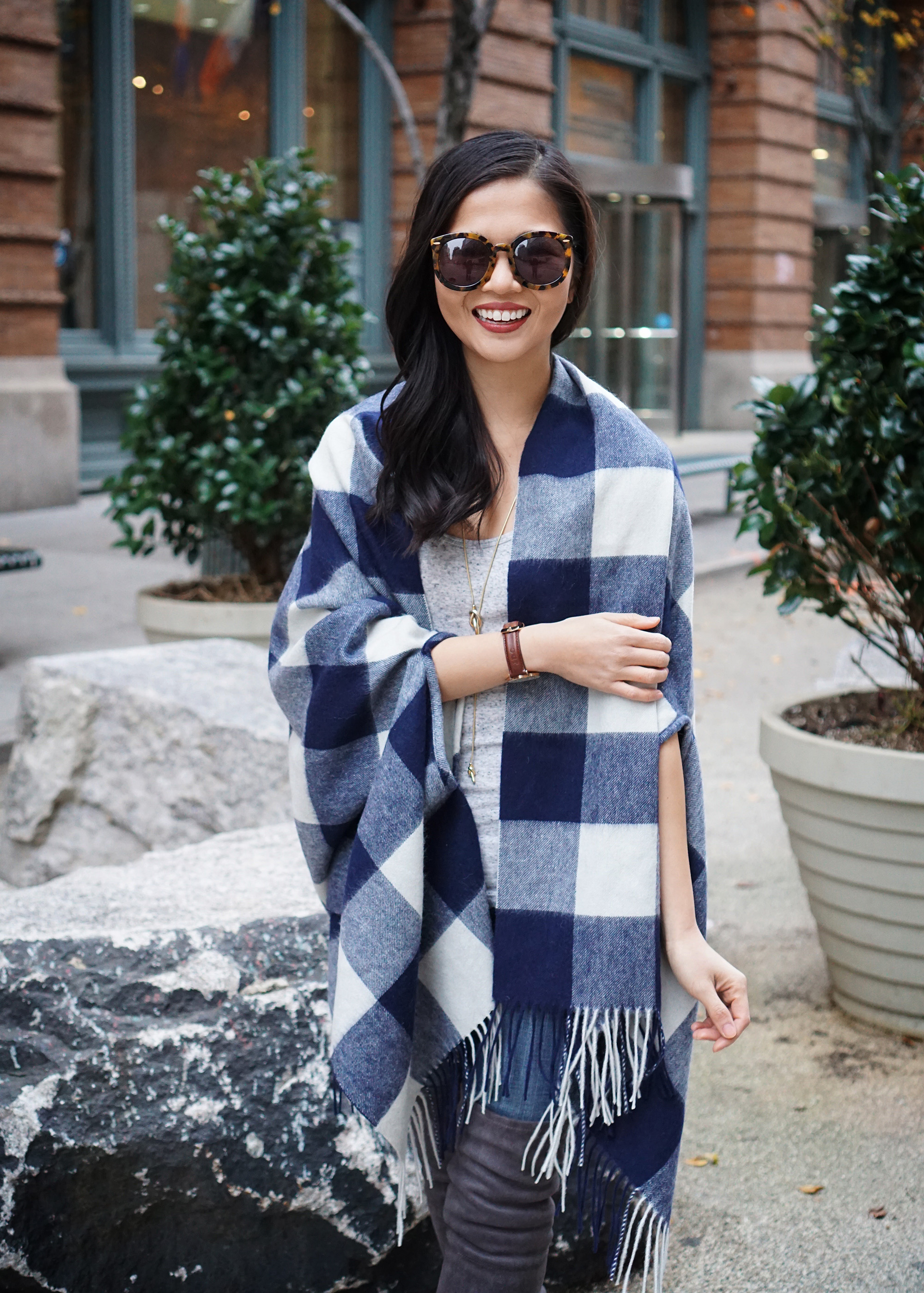 Skirt The Rules / Buffalo Check Poncho