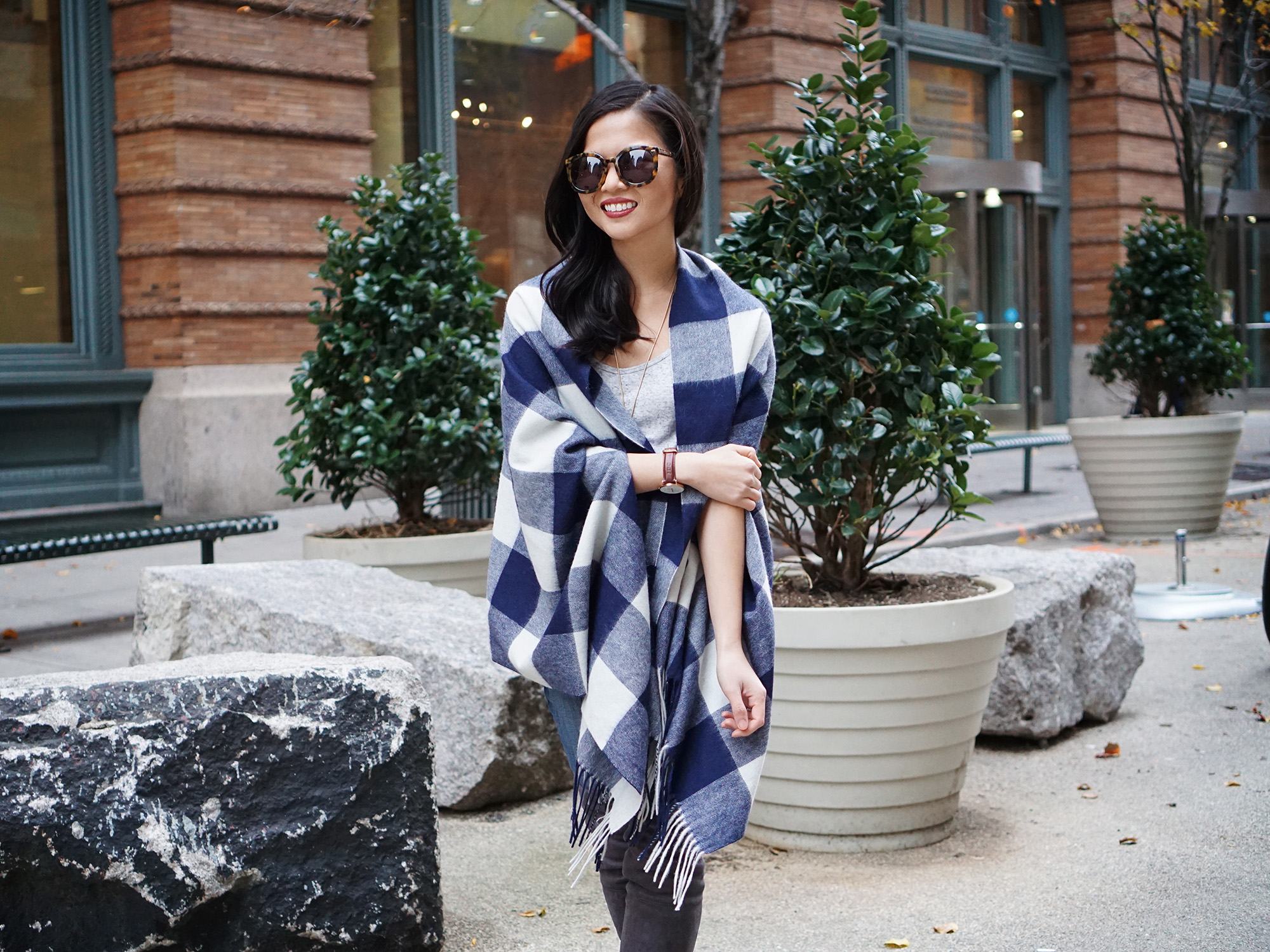 Skirt The Rules / Buffalo Check Poncho