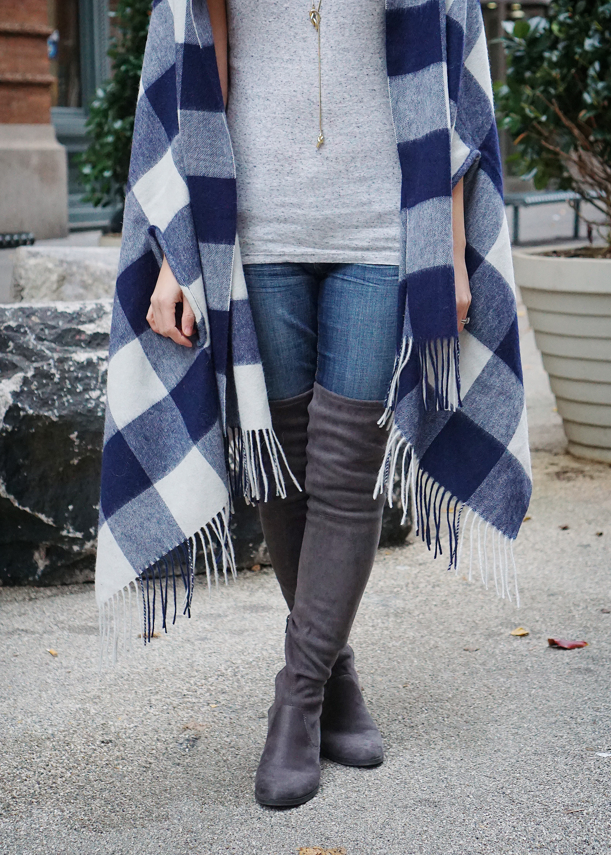 Skirt The Rules / Over the Knee OTK Boots in Grey Suede