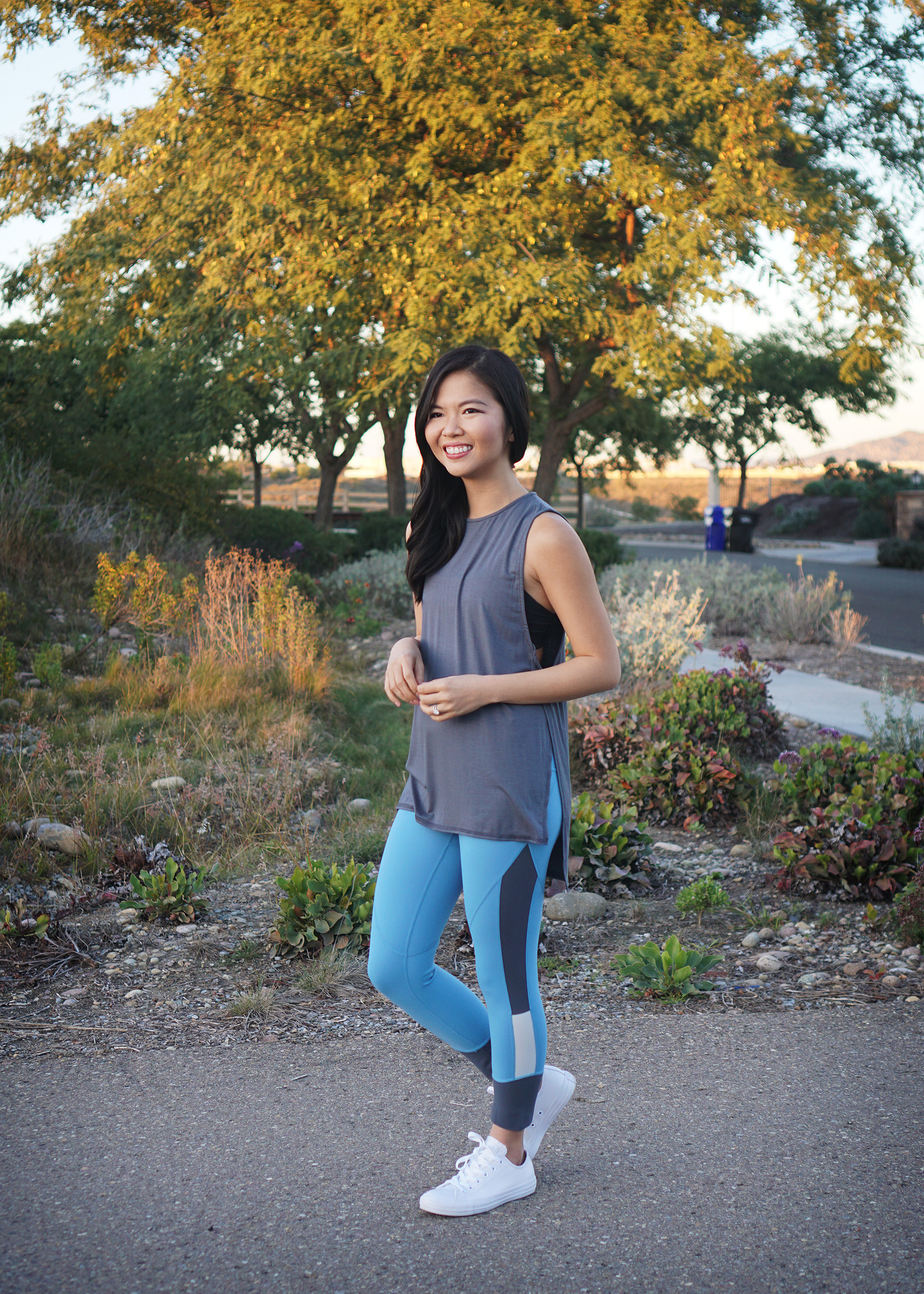 Cute Workout Clothes / Blue Colorblock Leggings