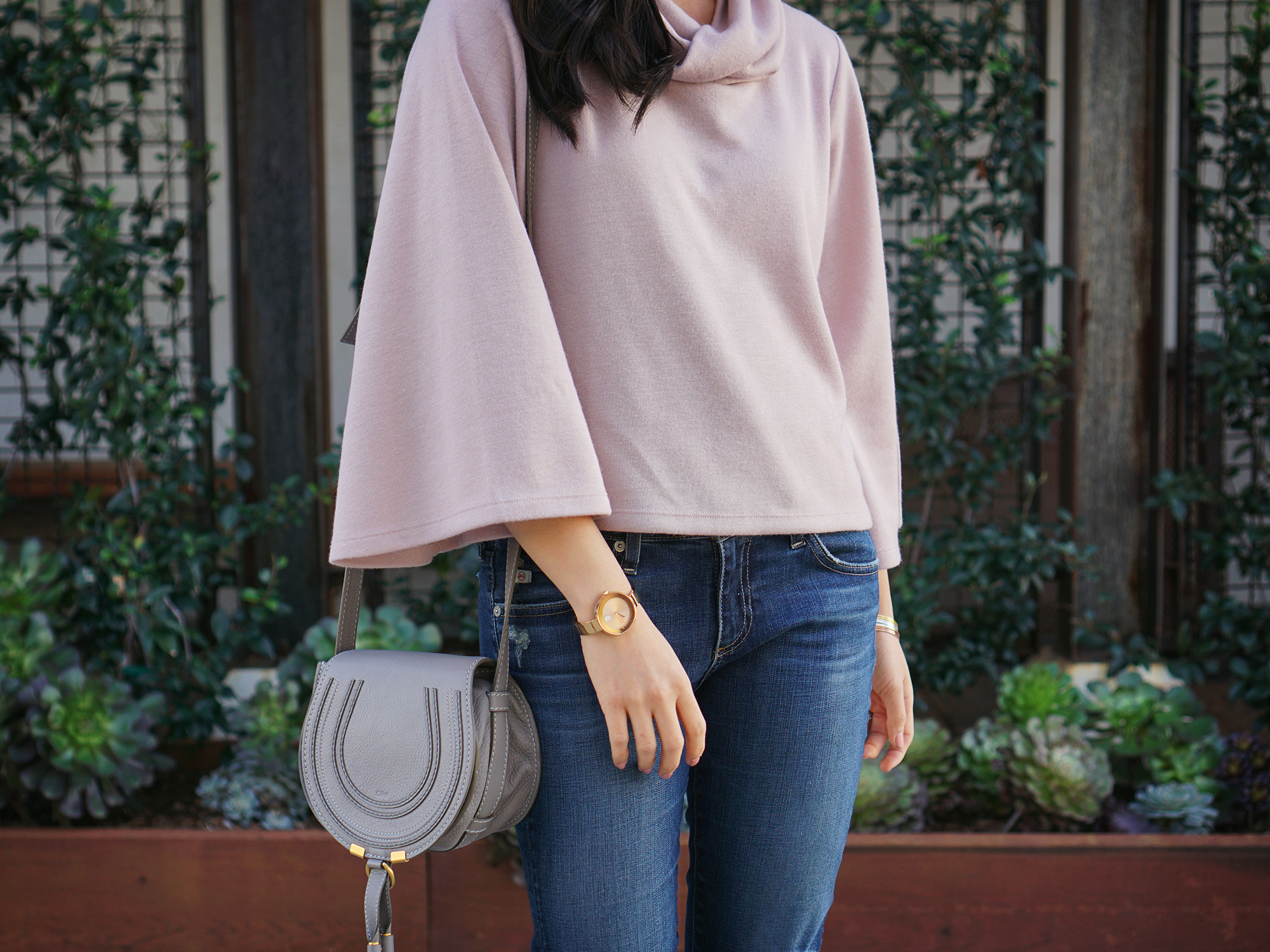 Skirt The Rules / Dusty Pink Bell Sleeve Sweater