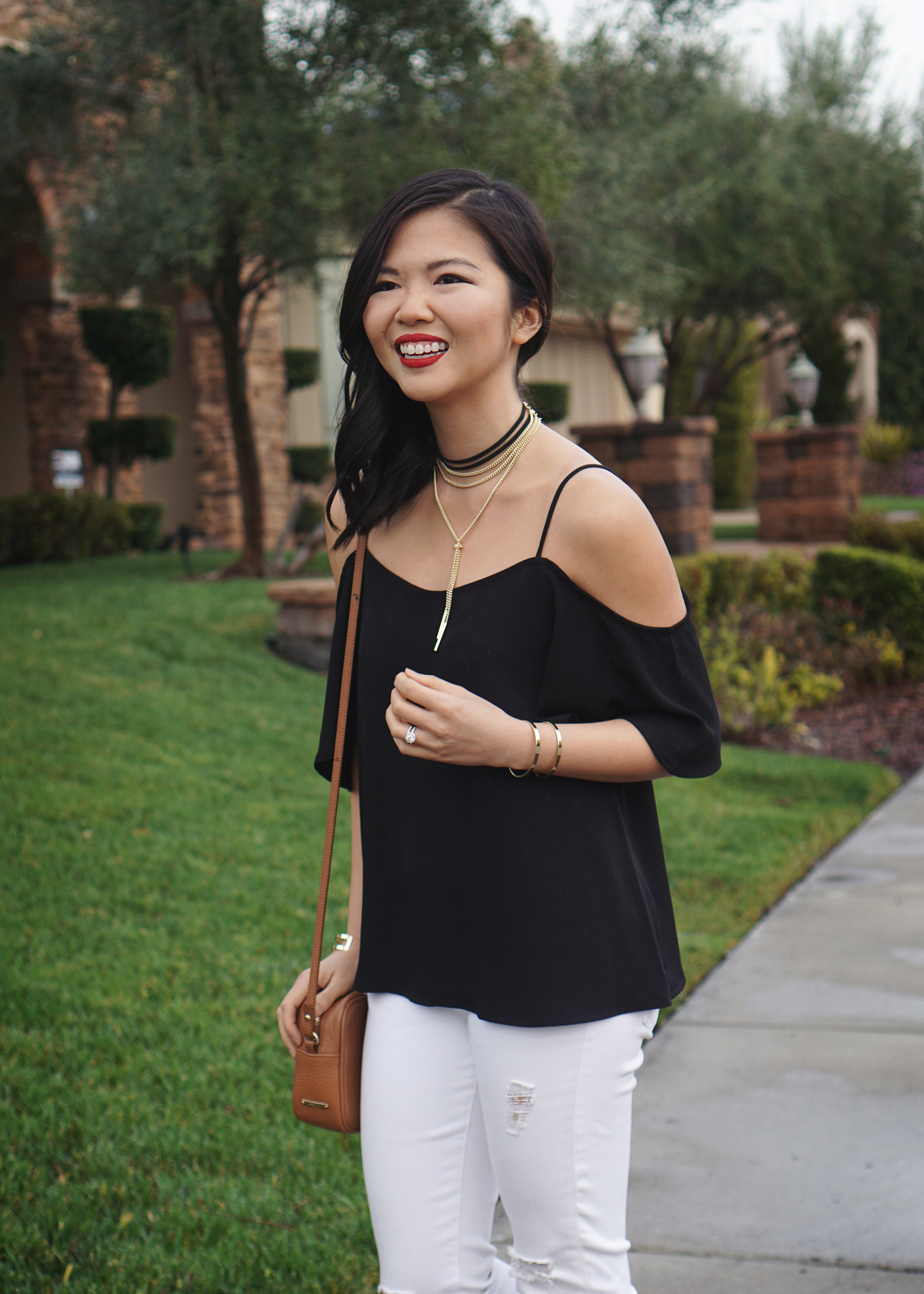Skirt The Rules / Black Cold Shoulder Top