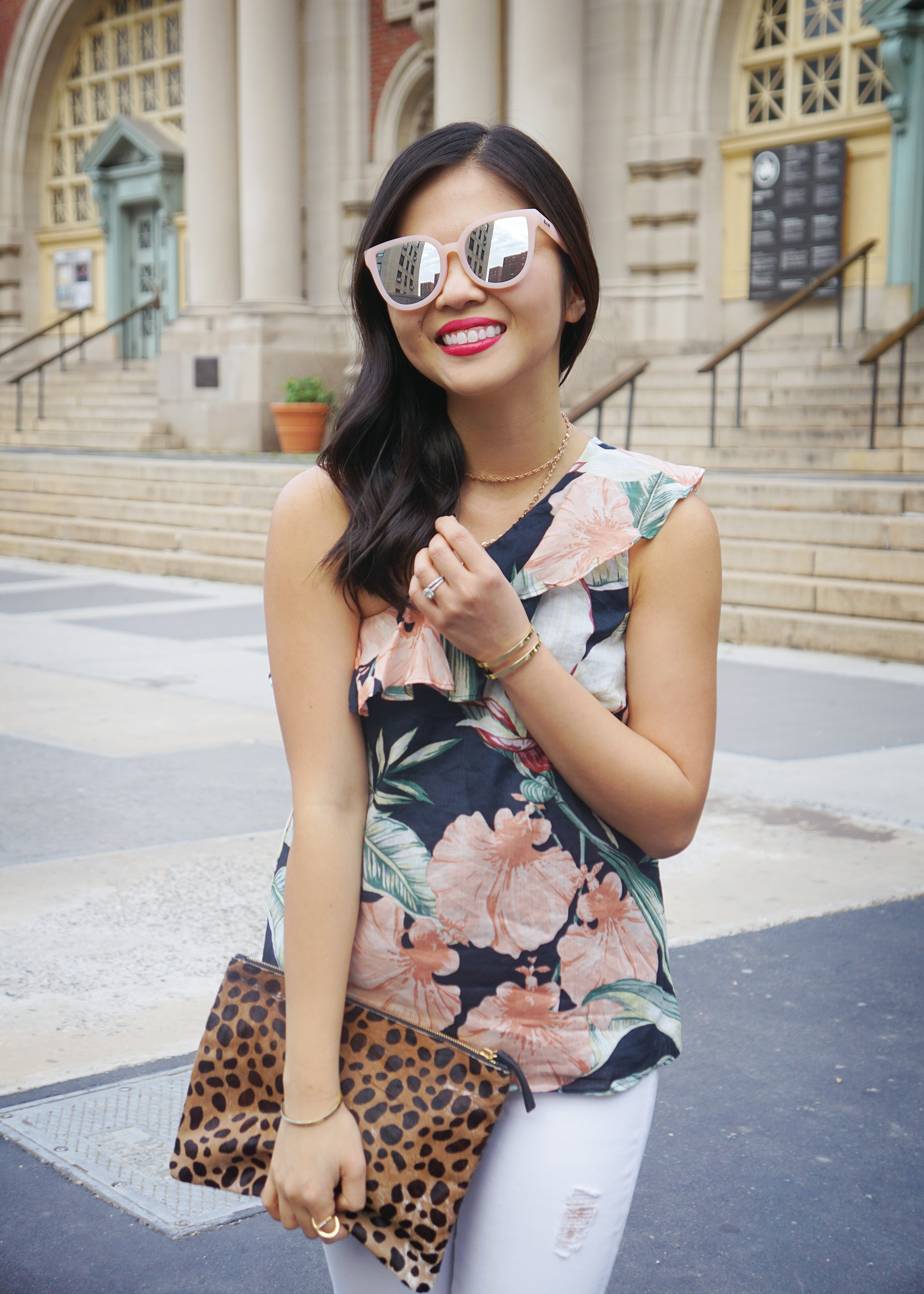 Floral Print One Shoulder Top