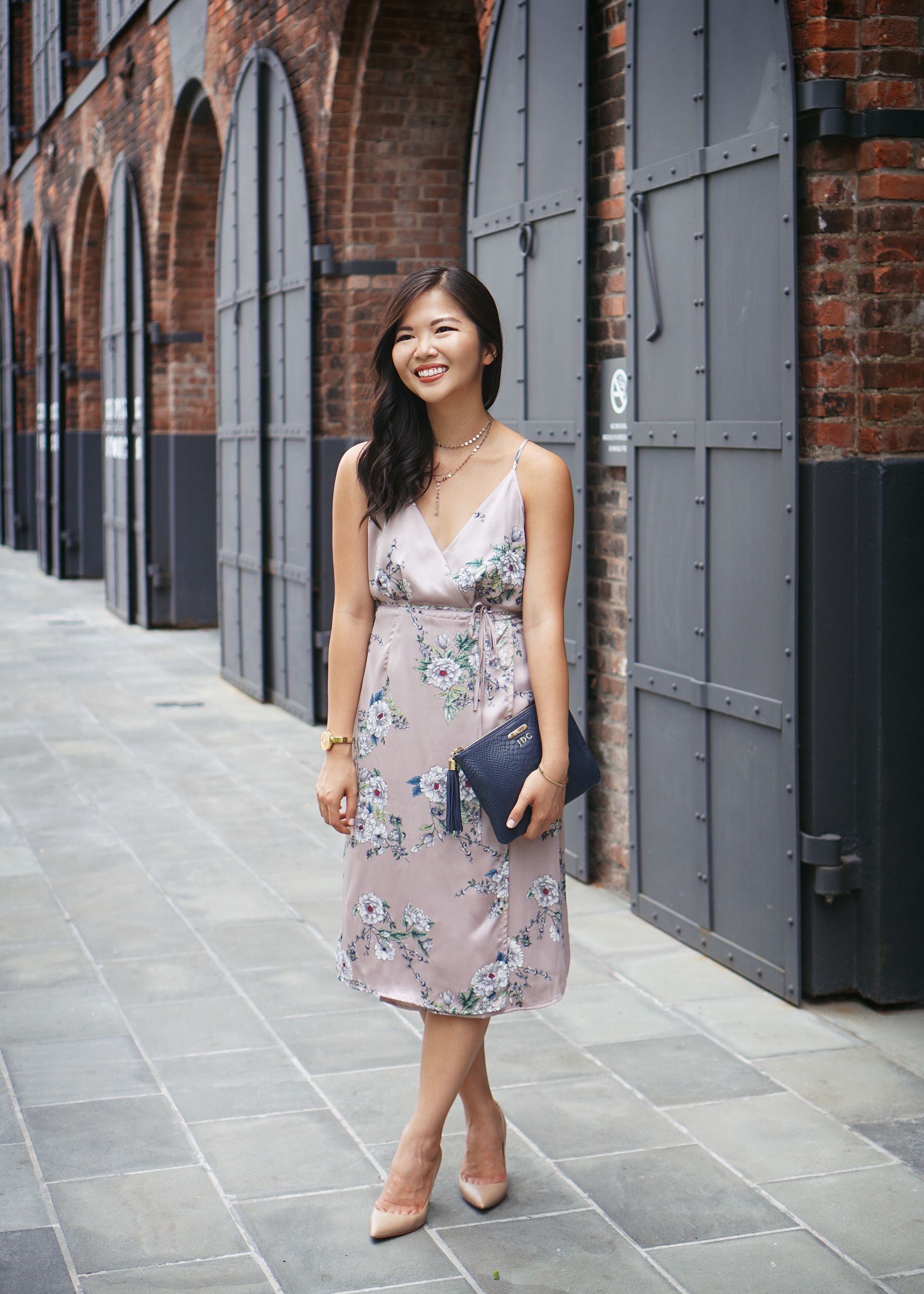 Office Fashion Inspiration / Satin Floral Wrap Dress