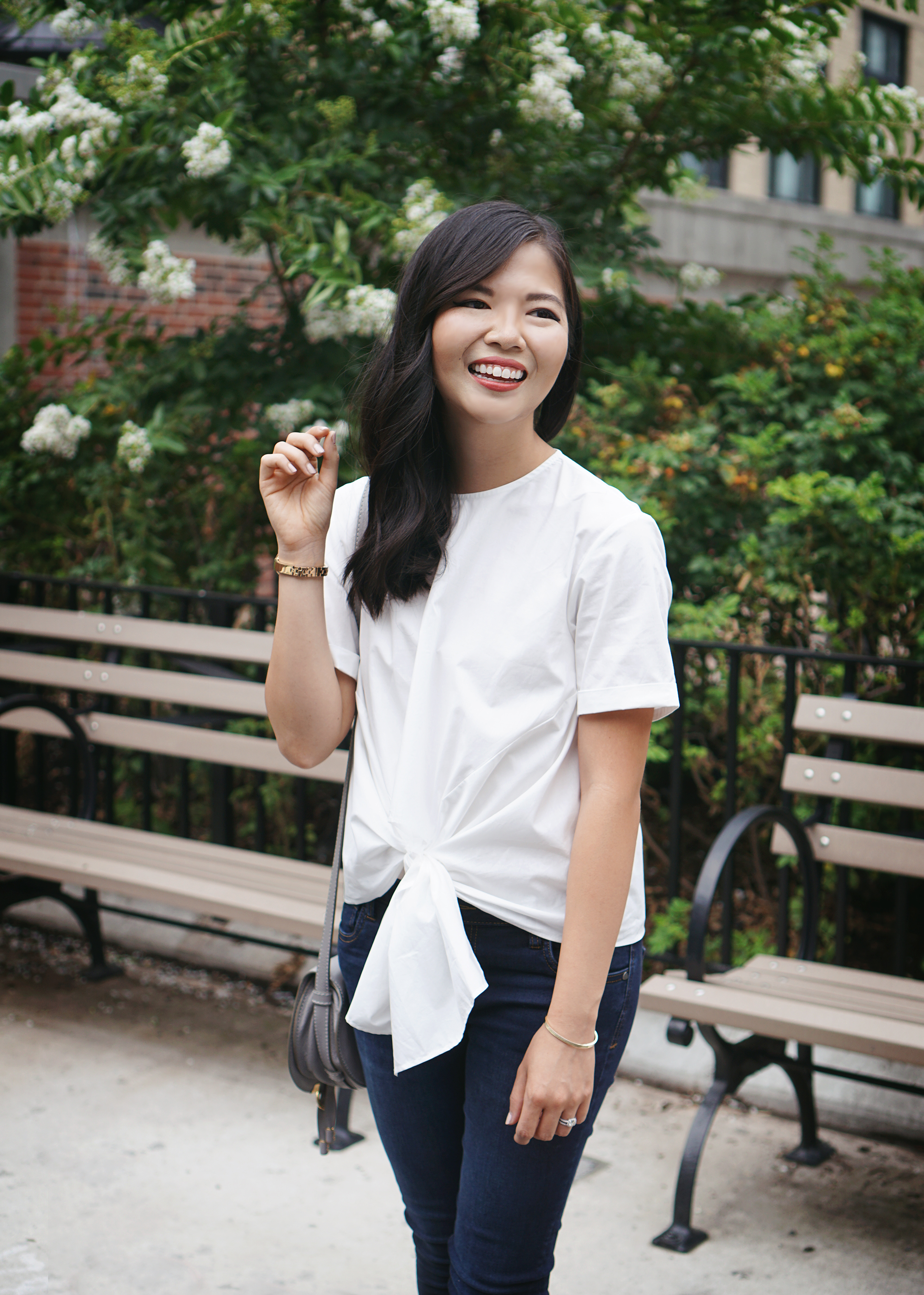 #NSale: White Tie Front Blouse & Skinny Jeans