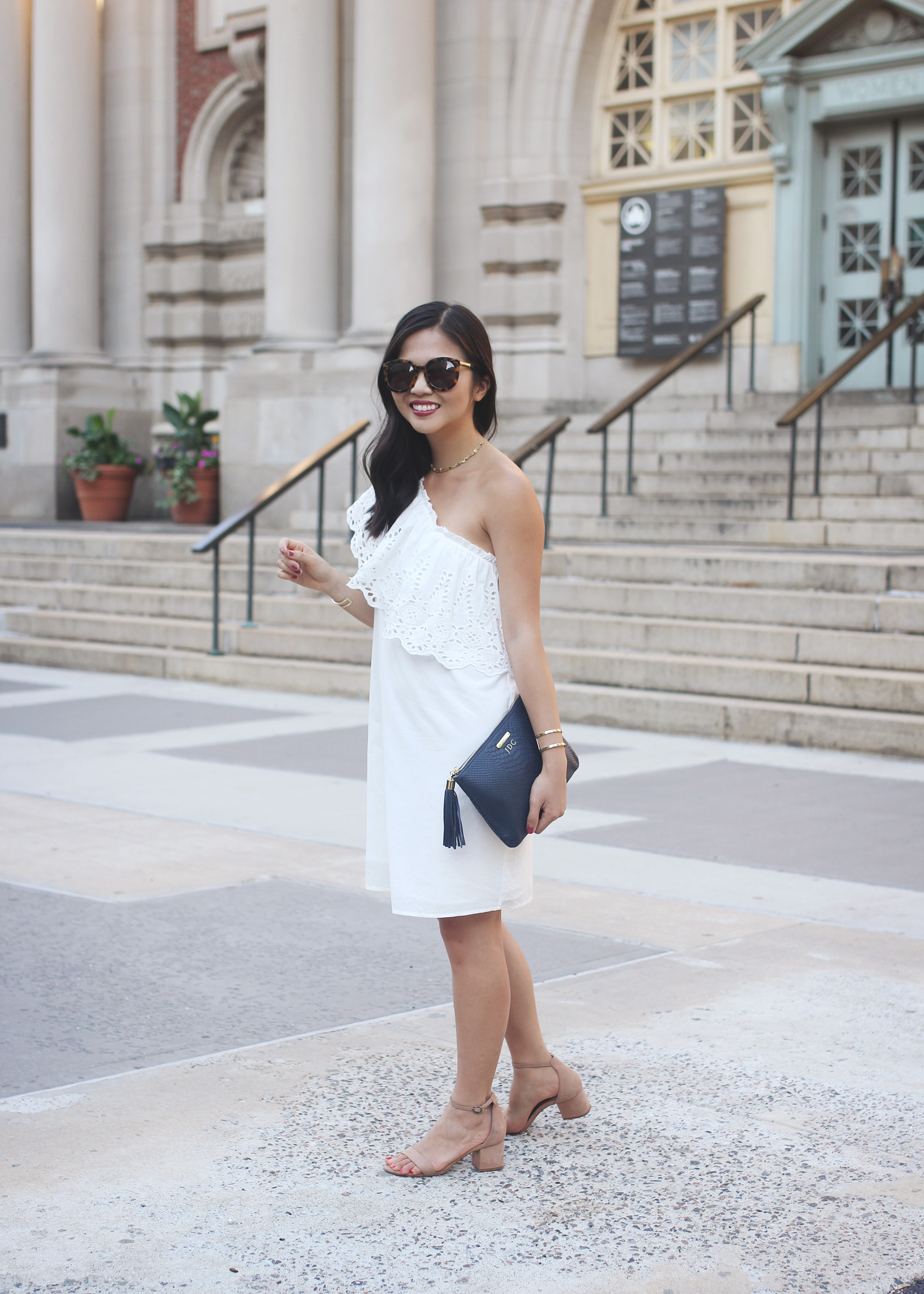 Summer Fashion / hite Eyelet One Shoulder Dress