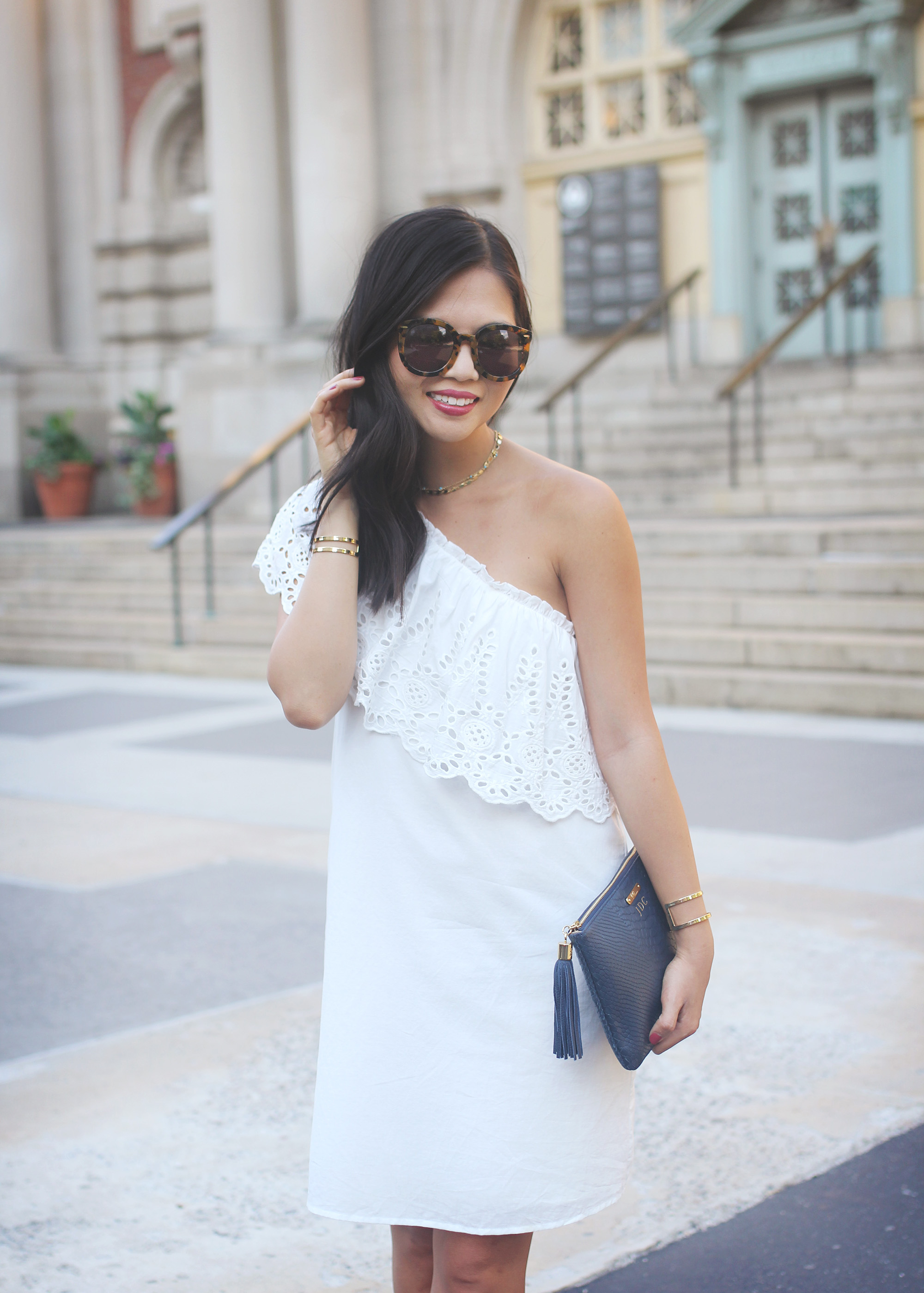 LWD: hite Eyelet One Shoulder Dress