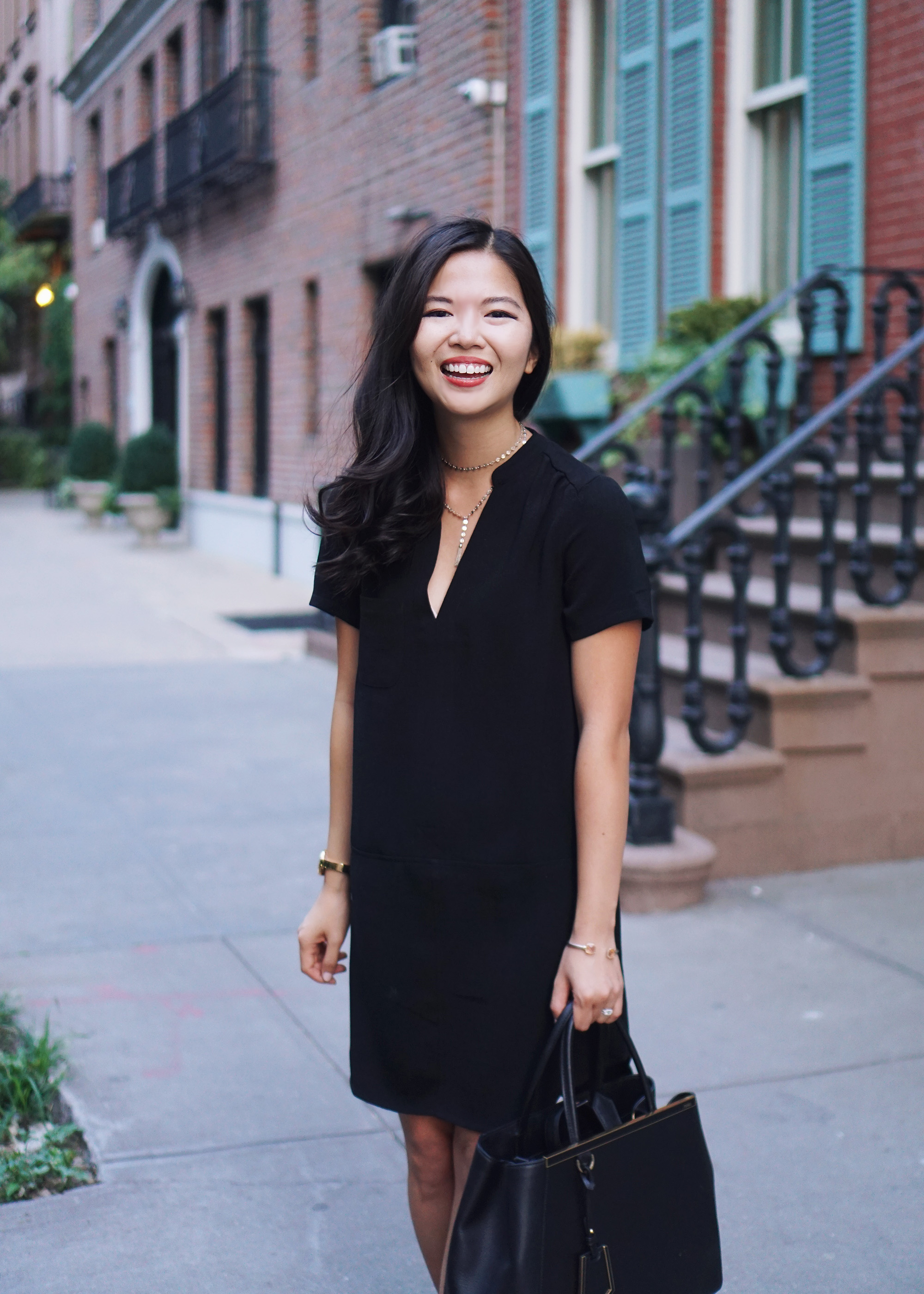 Office Style: Black Short Sleeve Dress