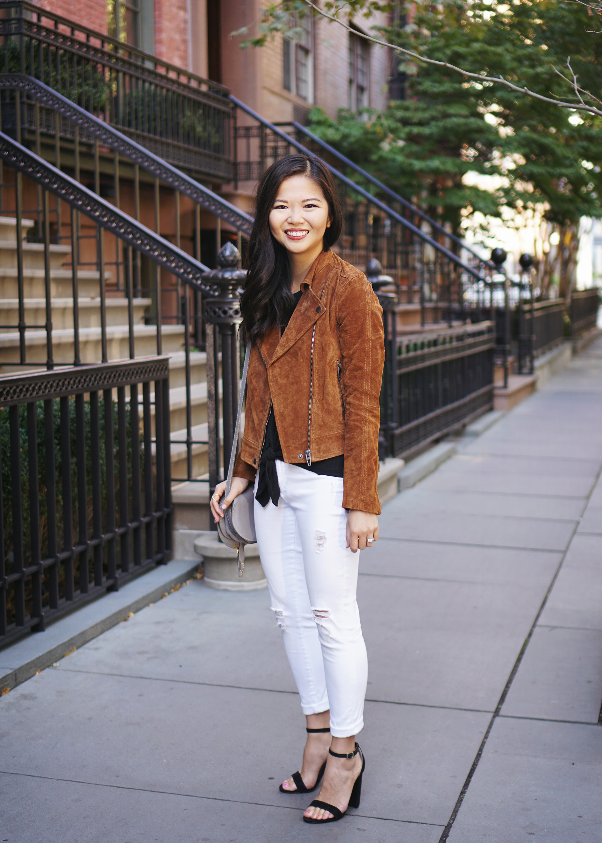 Fall Outfit Inspiration: What to Wear with a Brown Suede Moto Jacket