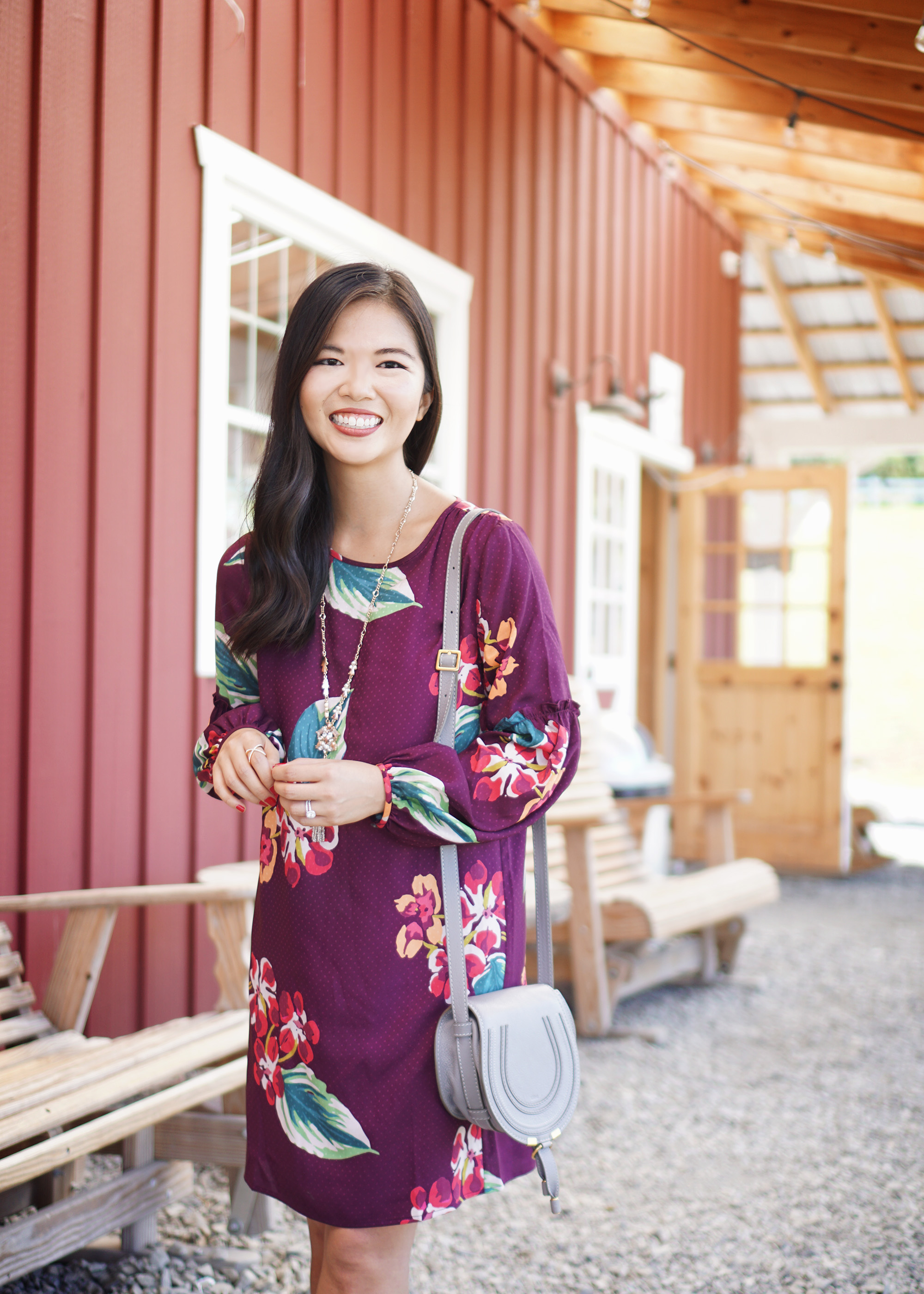 Fall Fashion Inspiration: Maroon Floral Dress
