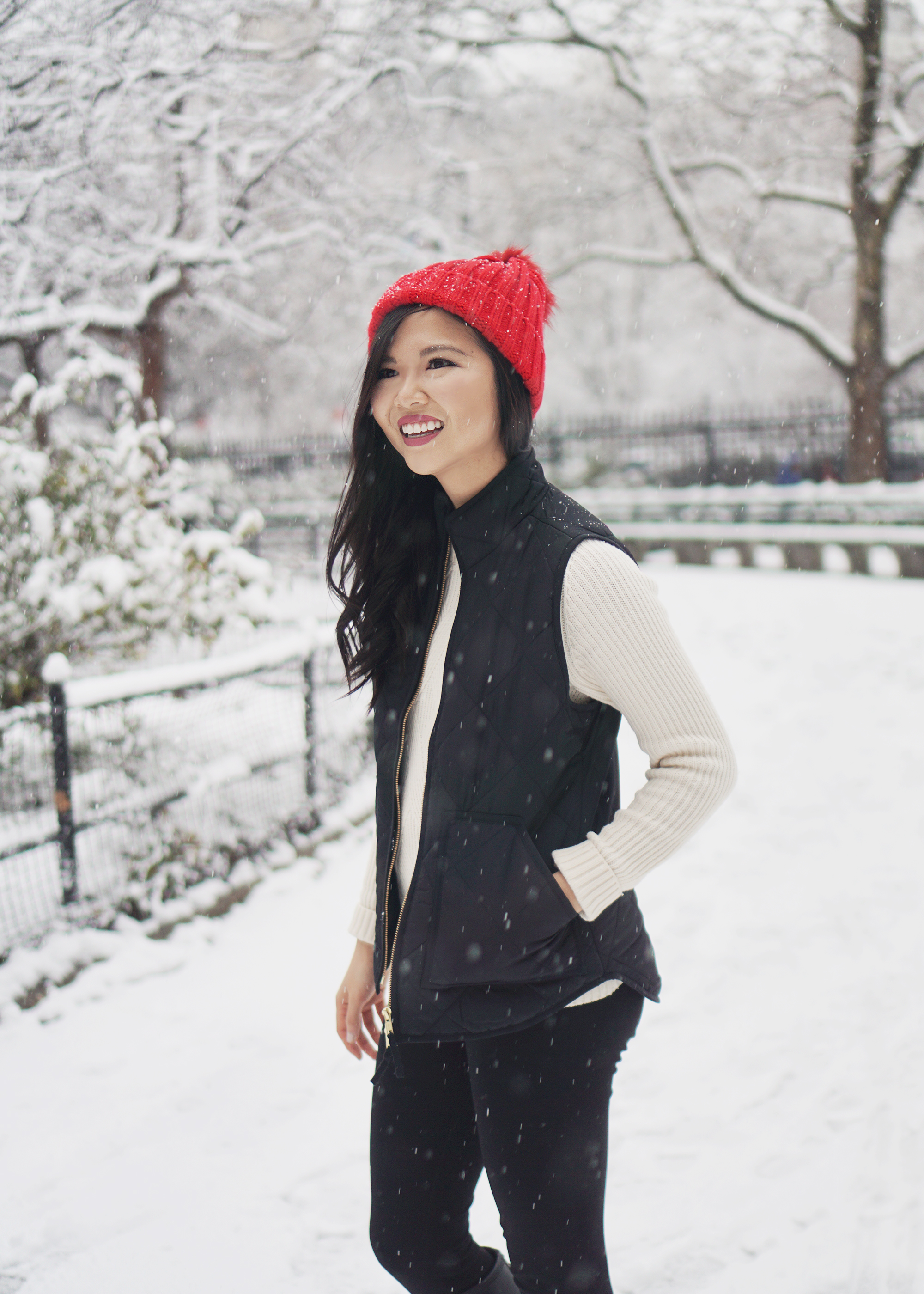 Winter Fashion Inspiration: Puffer Vest & Pom Pom Beanie