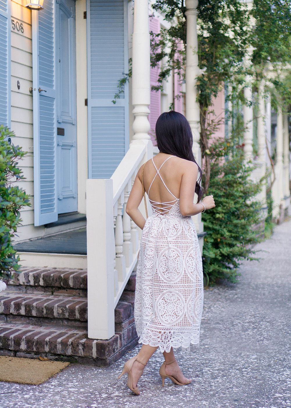 Spring Style Inspiration / White Lace Up Dress