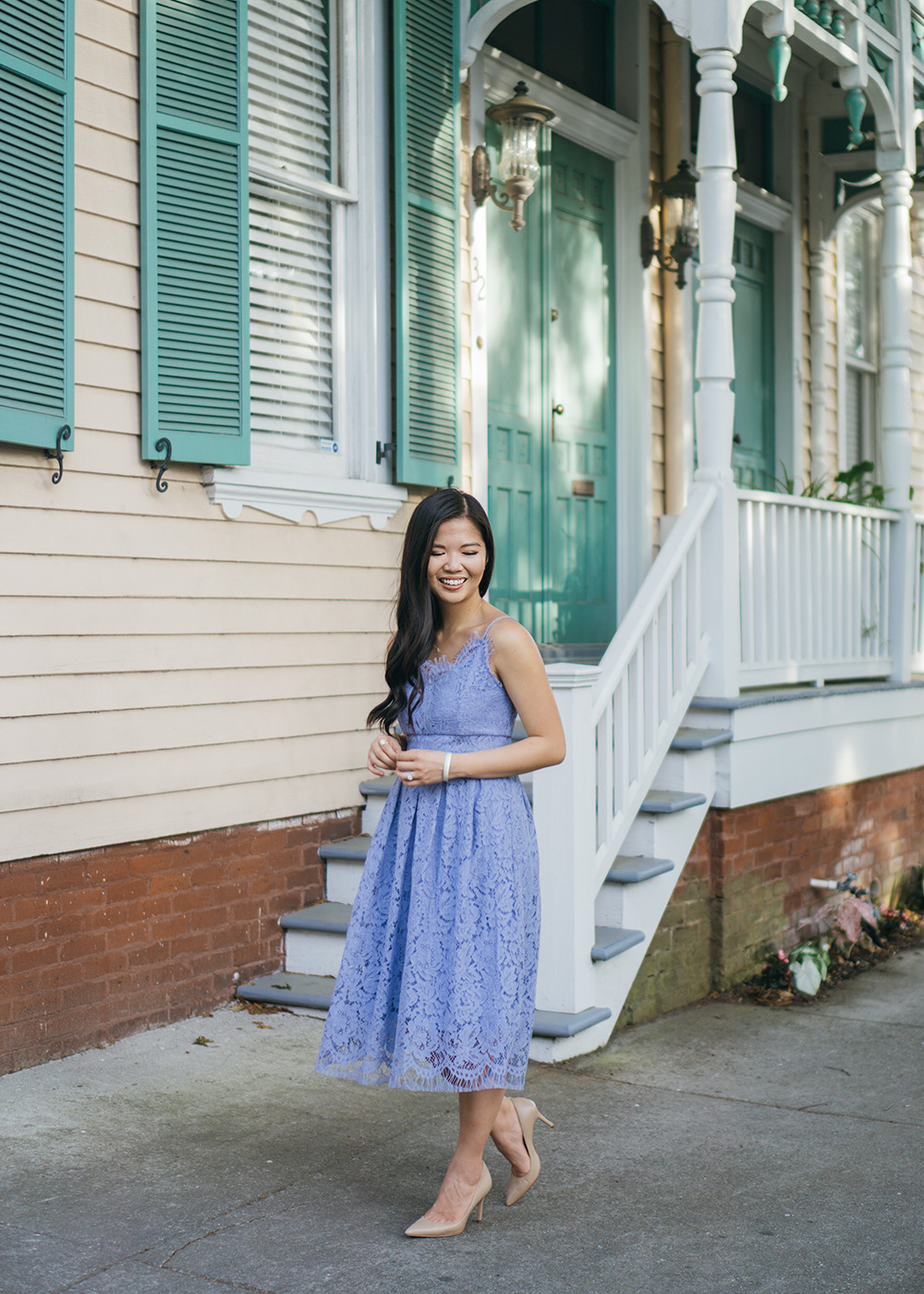 Spring Wedding Guest Dress / Light Blue Lace Dress