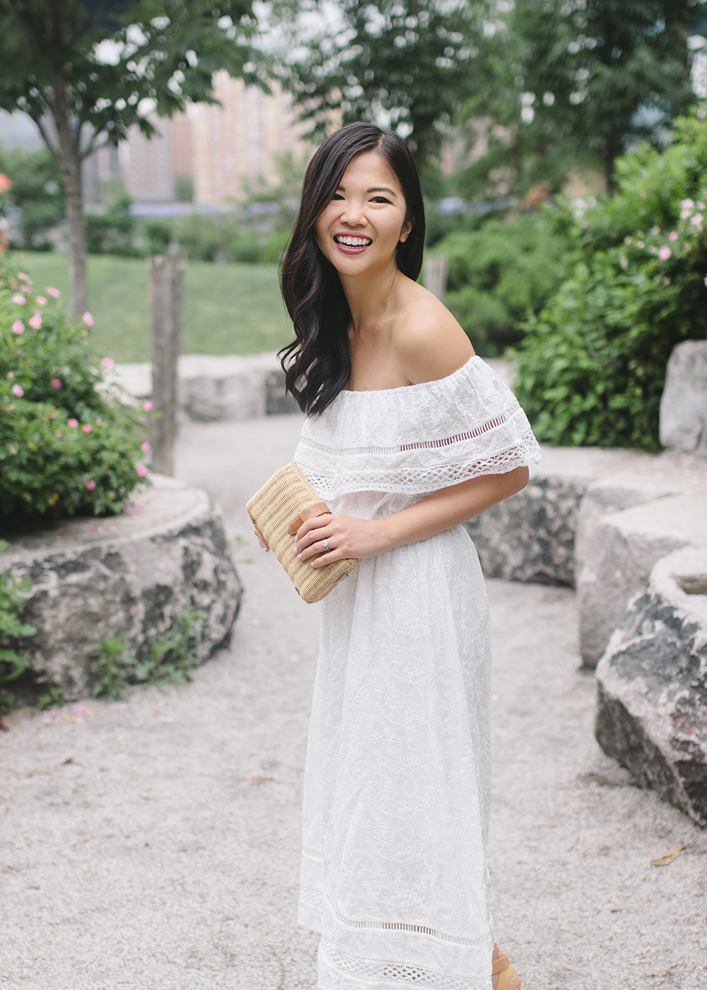 Summer Fashion / White Off the Shoulder Maxi Dress