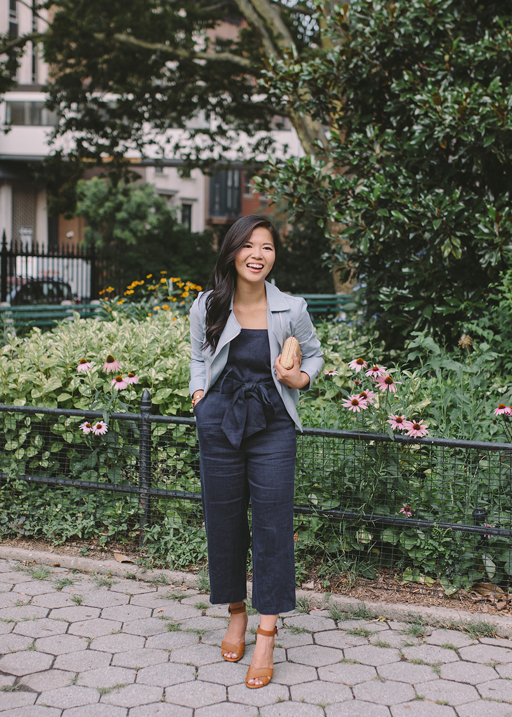 Summer Style / Linen Jumpsuit & Moto Jacket