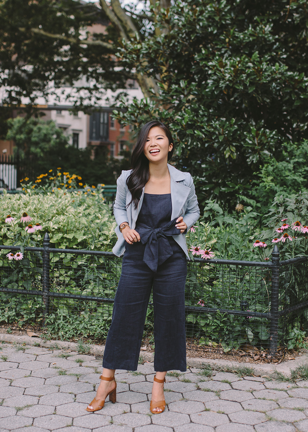 Summer Style / Linen Jumpsuit & Moto Jacket