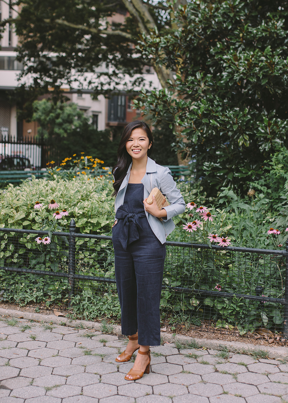 Summer Style / Linen Jumpsuit & Moto Jacket