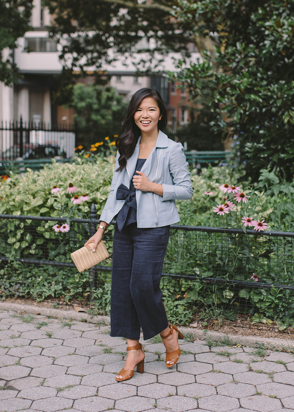 Summer Style / Linen Jumpsuit & Moto Jacket