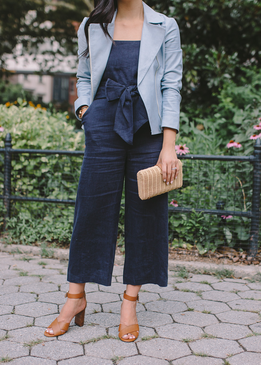 Summer Style / Linen Jumpsuit & Moto Jacket