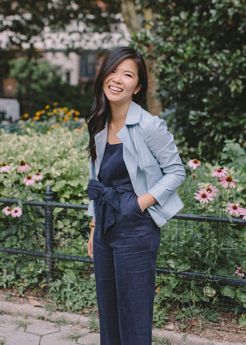 Summer Style / Linen Jumpsuit & Moto Jacket