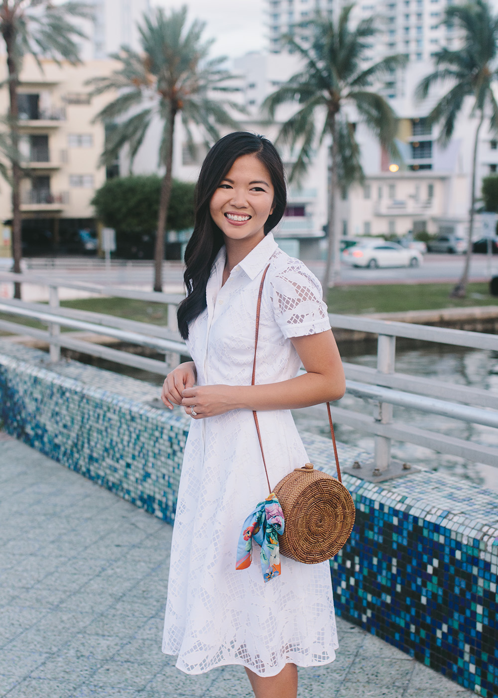 Preppy Style / White Floral Shirtdress