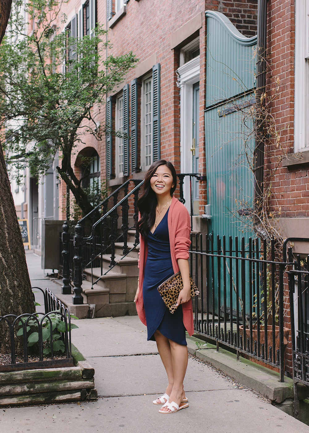 Fall Style Inspiration / Navy Dress & Dusty Rose Cardigan
