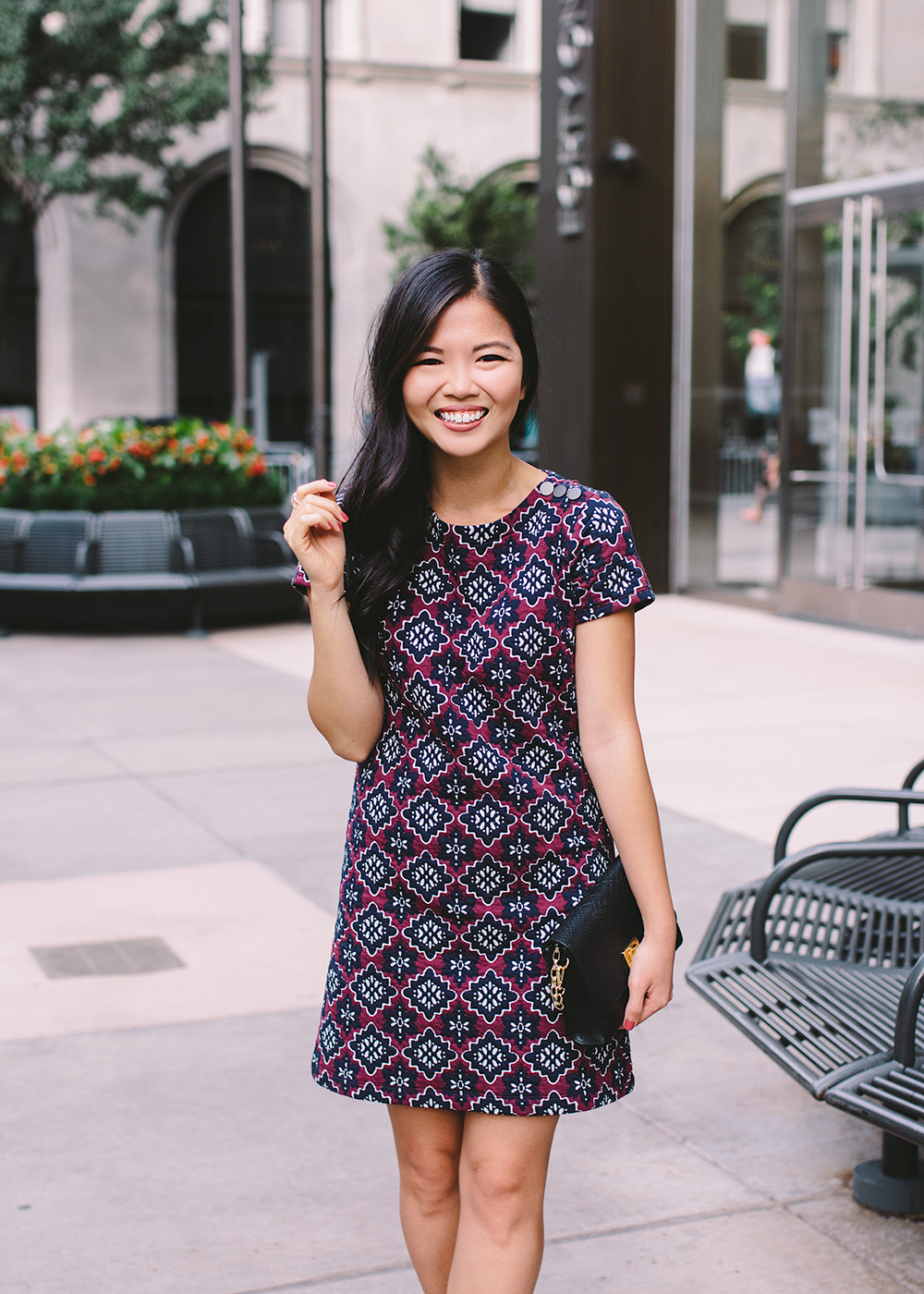 LOFT Medallion Jacquard Shift Dress