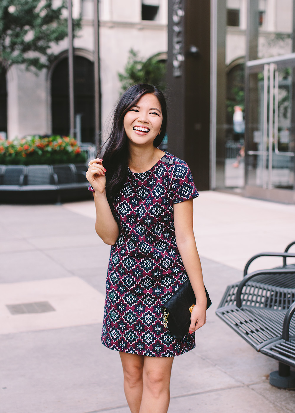 LOFT Medallion Jacquard Shift Dress