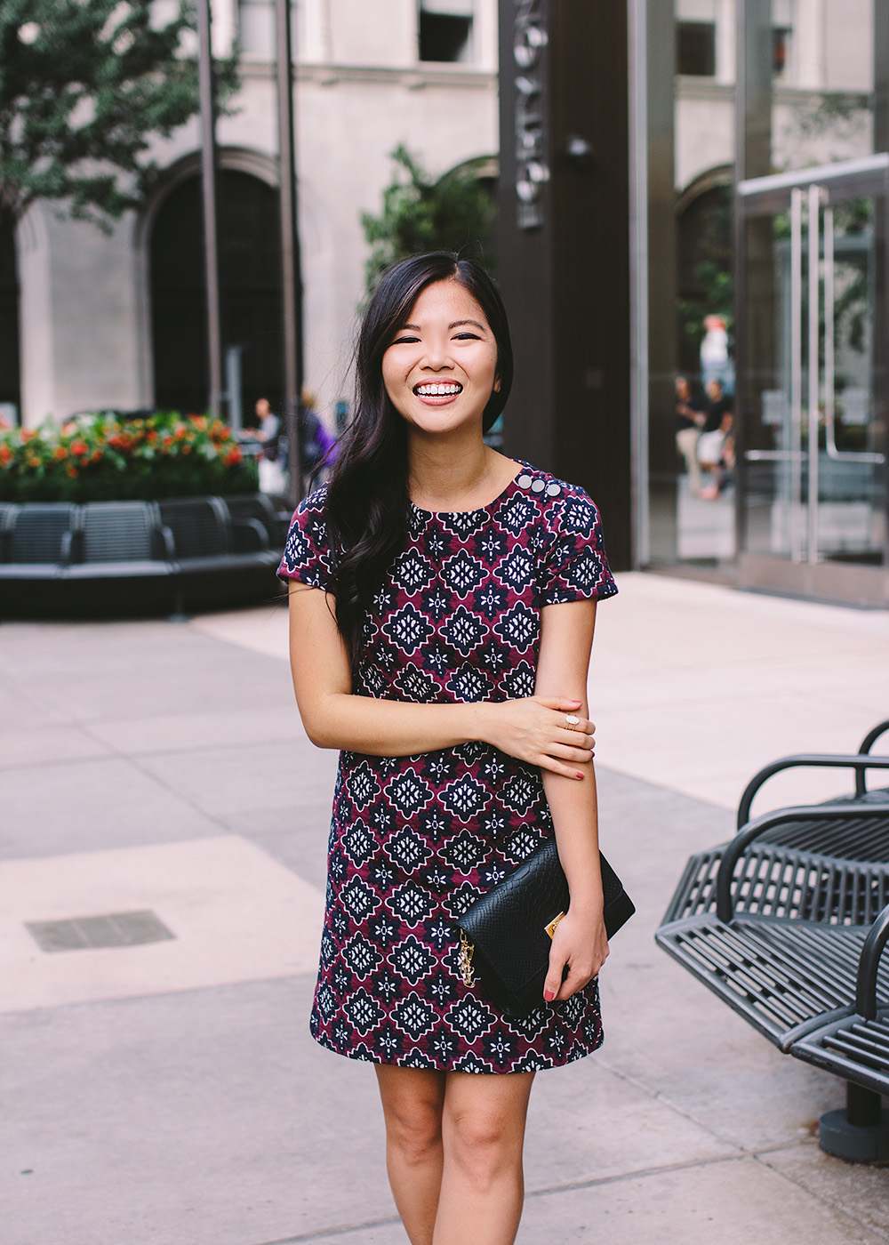 LOFT Medallion Jacquard Shift Dress