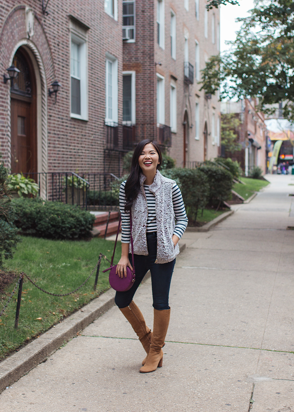 Fall Style Inspiration / Striped T-Shirt & Fleece Vest
