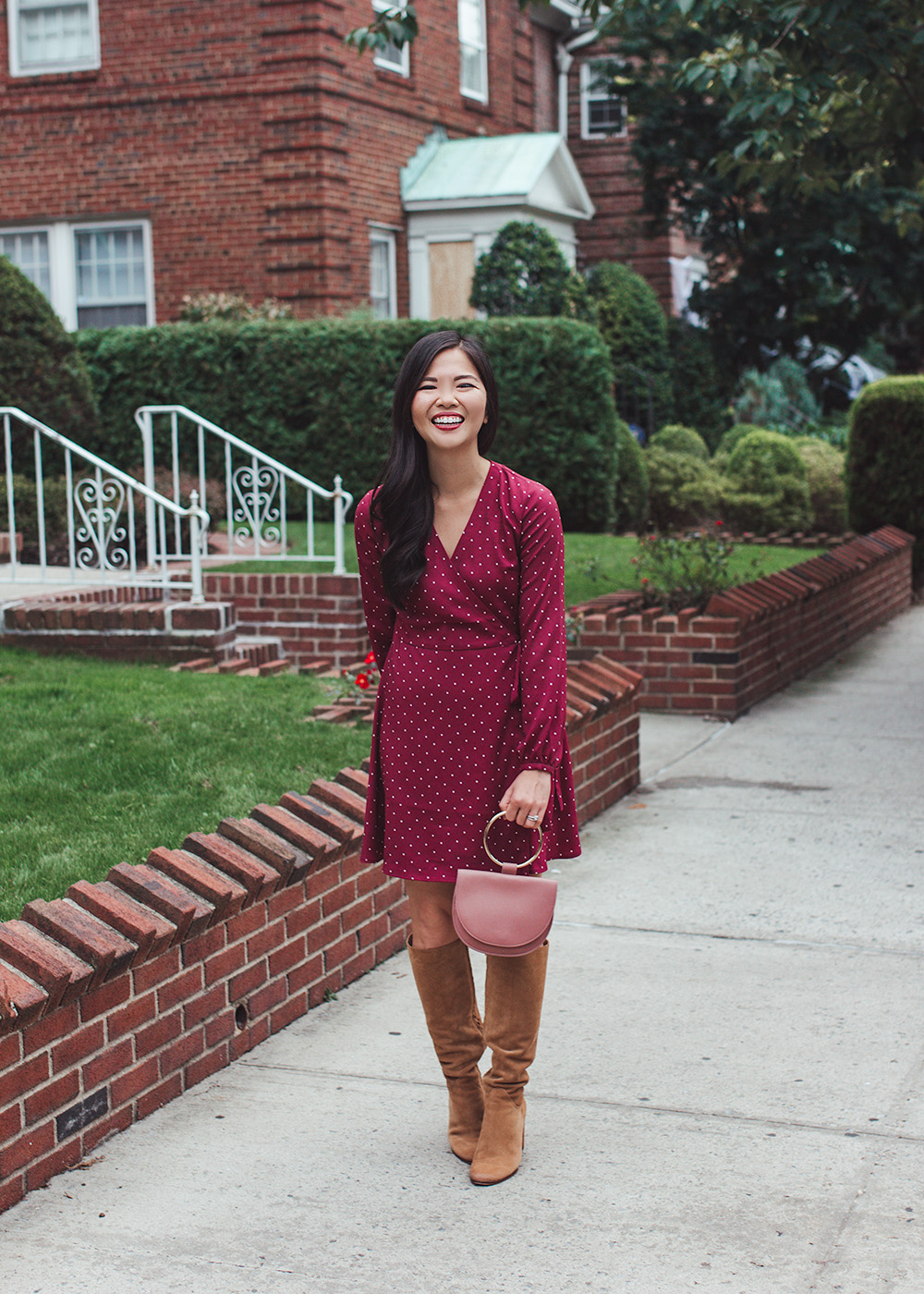 Fall Style / Wrap Dress & Brown Suede Boots