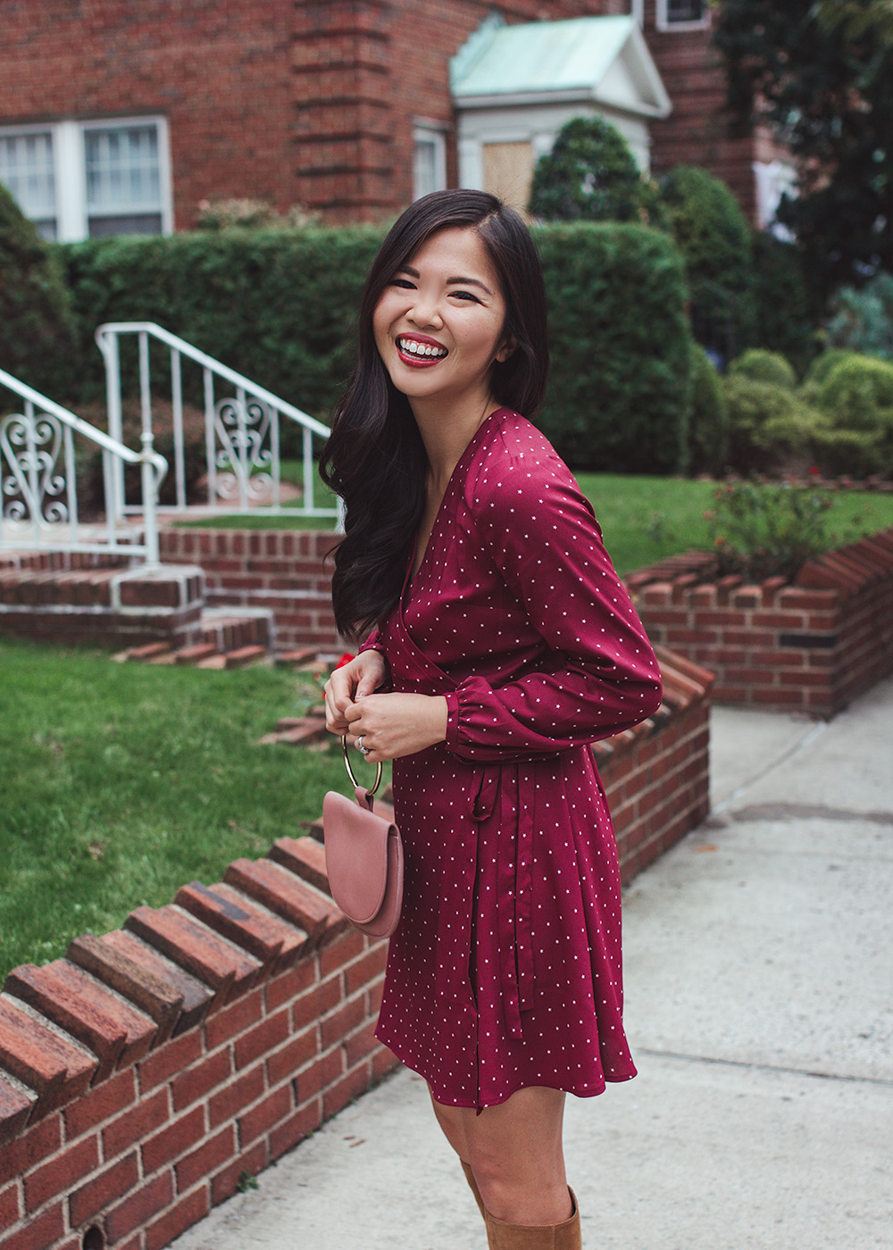 Fall Dress Trends / Wrap Dress with Suede Boots