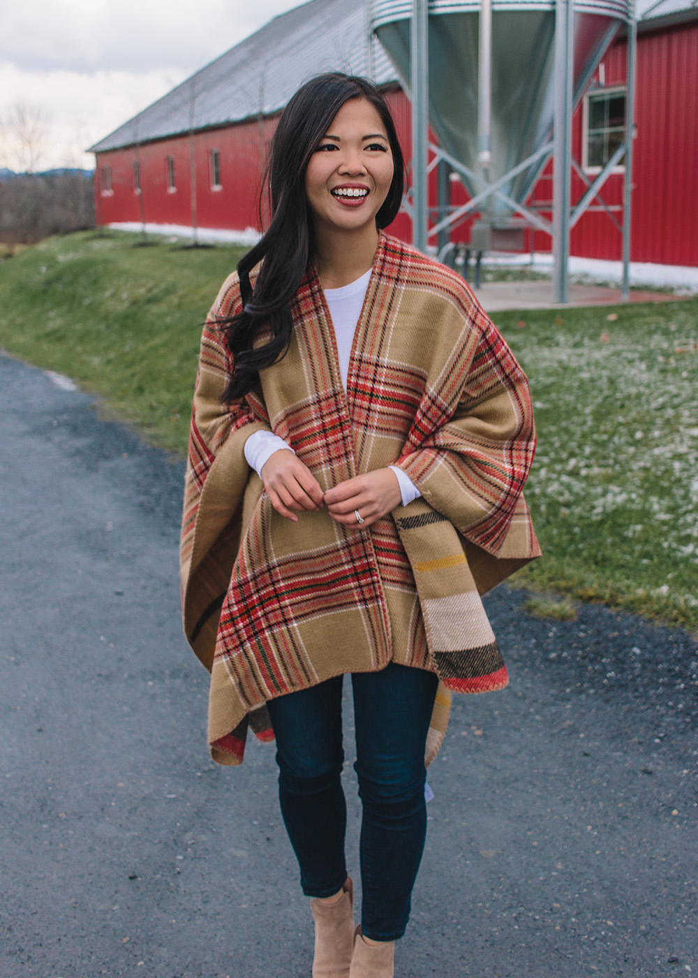 Ann Taylor Reversible Windowpane Poncho