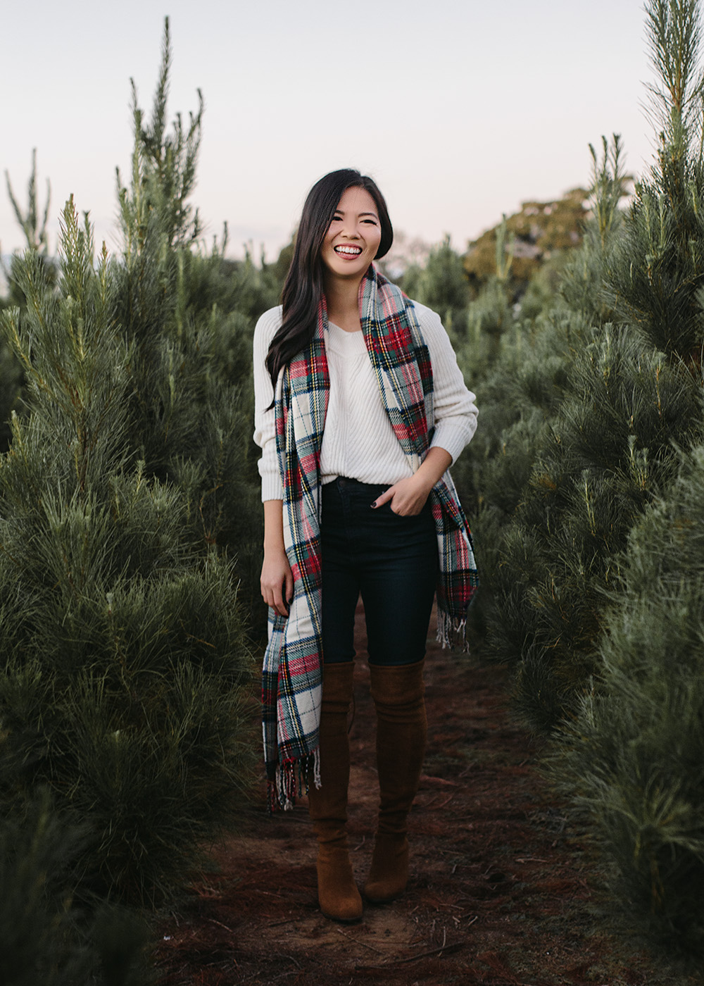 Winter Outfit Ideas / Christmas Plaid Scarf 