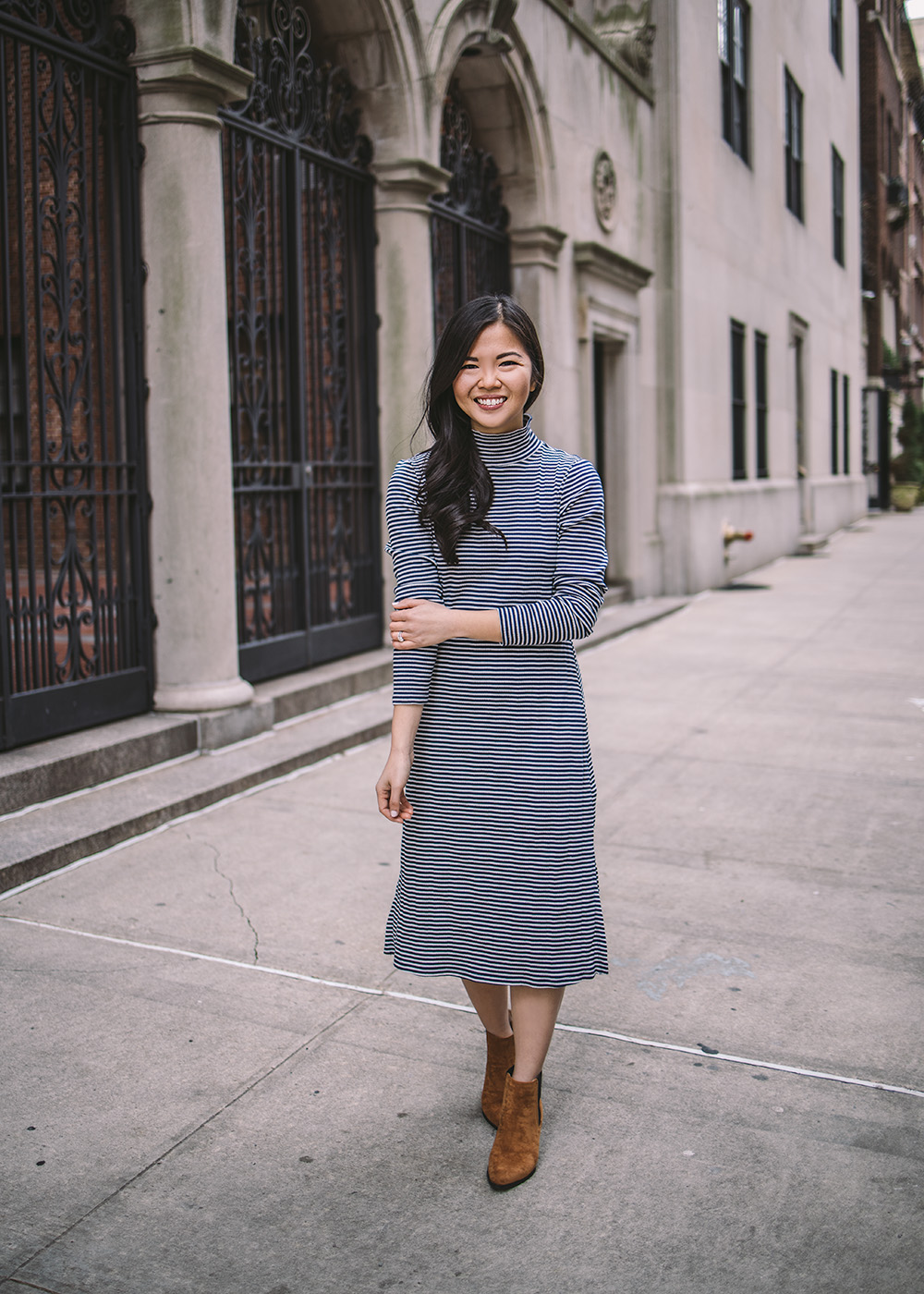 Transitional Style / Striped Midi Dress